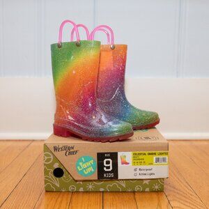 Western Chief Kids Sparkle Metallic Lighted Rain Boot